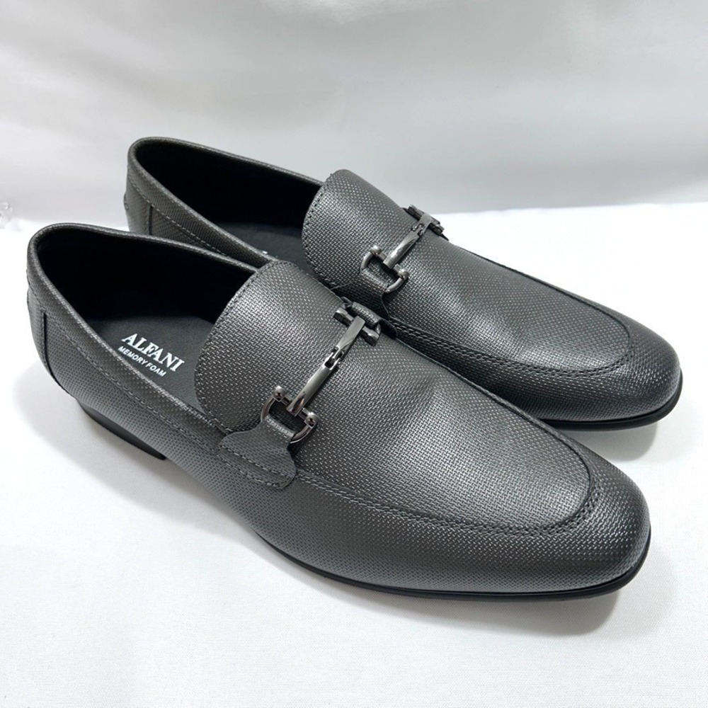 Alfani Otis Loafers Men's Shoes Grey Faux Leather Slip-On Dress US 10M